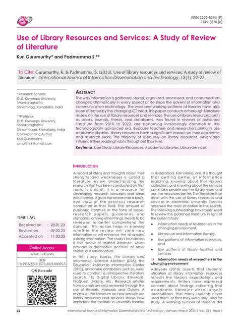 Use of Library Resources and Services: A Study of Review  of Literature